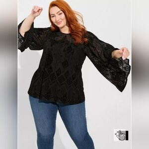 Torrid Flocked Bell Sleeve Top